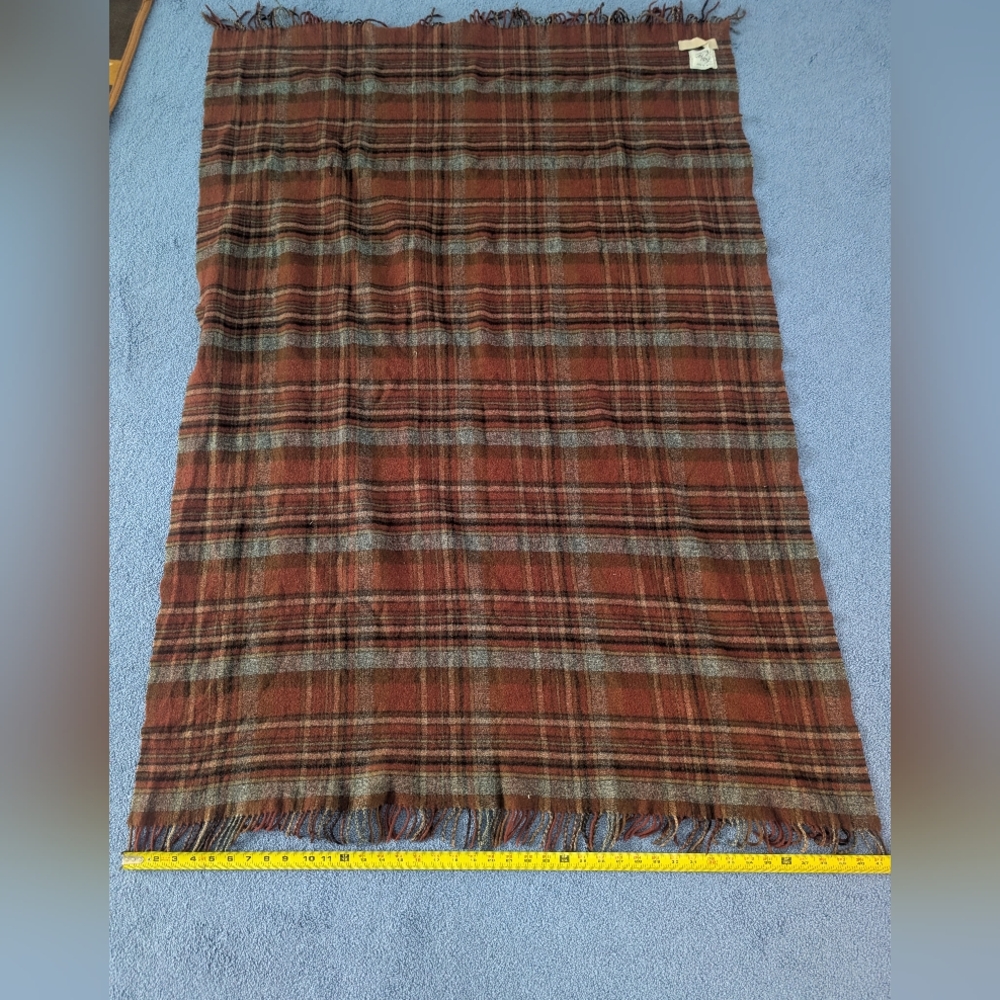 Samarkanda Di Lanerossi Plaid Fringe Blanket in Brown and Gray